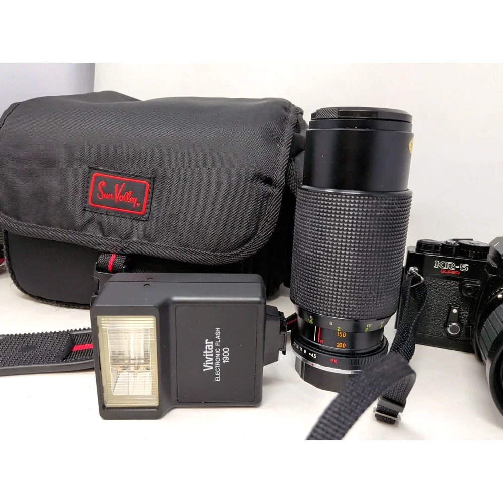 Vintage Film Camera - Ricoh KR5 Super 35mm Film Camera w/ 35mm & 80-200mm Lens